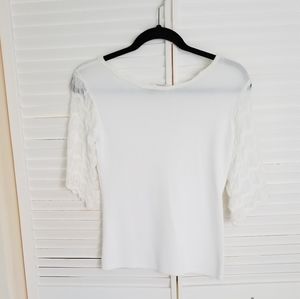 Susic white top with fashion net sleeves